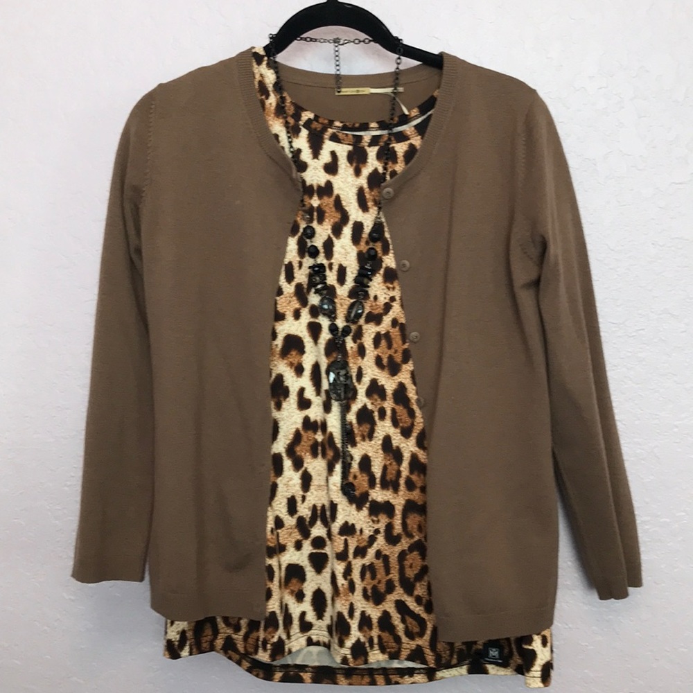 MaxStudio Cardigan Taupe Tan Brown